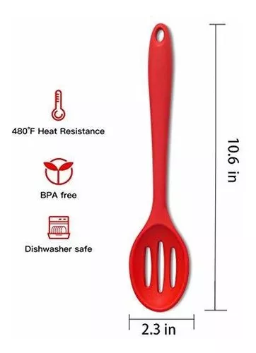 Cuchara de cocina de silicona, cucharas de cocina antiadherentes para  cocinar, cuchara de servir ranurada y sólida, resistente al calor, cucharas  de
