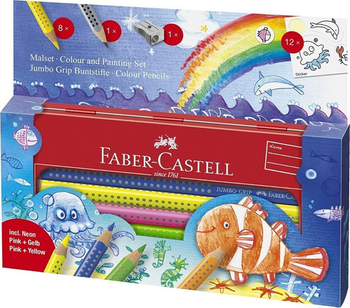 Lápices Faber Castell Grip Acuarelables X 8 +lapiz+sacapunta