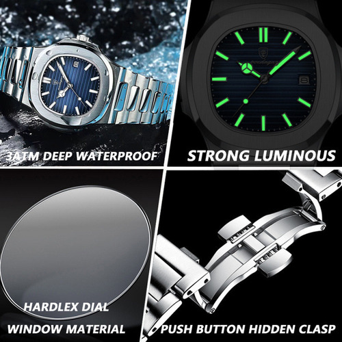 Reloj Poedagar Square Luminous Para Hombres De Negocios