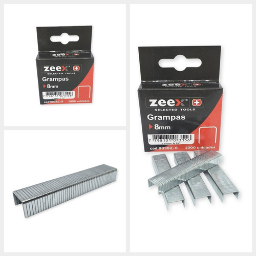 Imagen 4 de 7 de Broches Grampas 8mm Para Engrampadora X 1000 Unid Zeex
