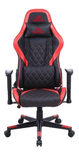 Silla de escritorio Redragon Gaia C211 gamer ergonómica  negra y roja con tapizado de cuero sintético