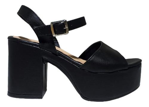Imagen 3 de 5 de Sandalias Mara Simil Cuero Negro