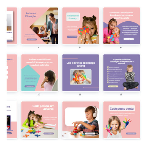 Pacote Plr 85 Artes Sobre Autismo Para Redes Sociais