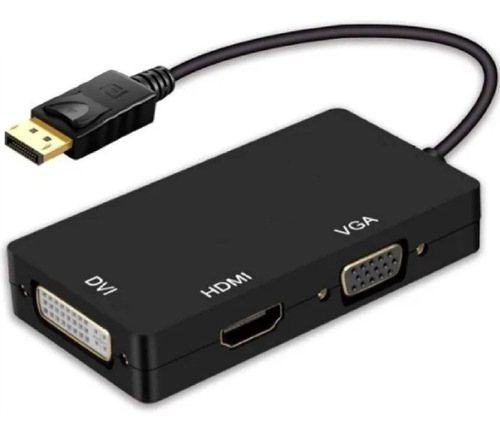 Convertidor 3 En 1 Displayport A Hdmi Vga Dvi Negro