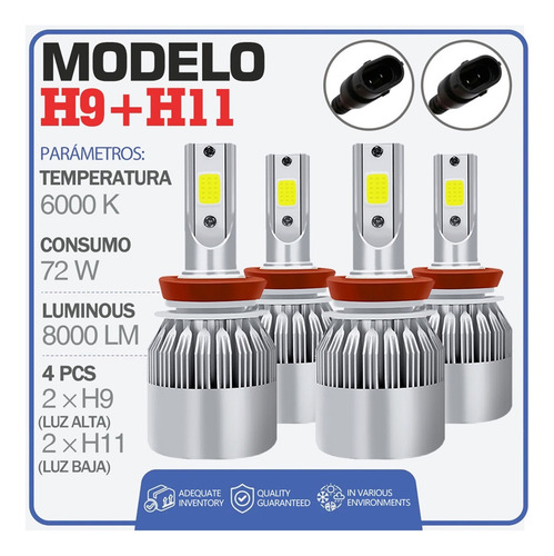 Kit Faros Delanteros Led Luz Alta Y Luz Baja Para Ford