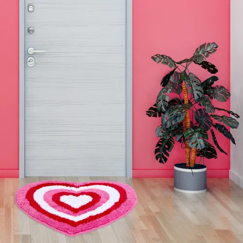 Alfombra De Baño Jarthenaamcs Con Forma De Corazón Rojo Y Ro