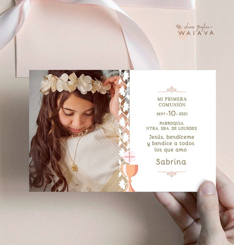 Imagen 10 de 10 de Estampas Tarjetas Primera Comunión Con Foto Nenas X 2u
