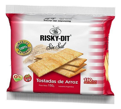 Pack X 3 Tostadas De Arroz Risky-dit Sin Sal X 150 Grs