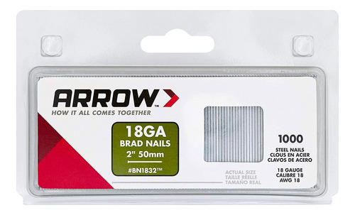 Arrow Clavos De Acero Brad 2 50mm Calibre 18 1000 Piezas