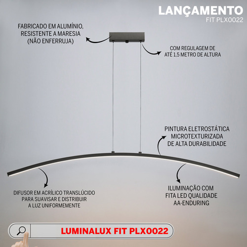Luminária Pendente Luminalux Plx0022 Fit Curvo Led Linear
