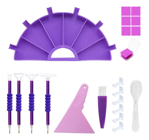 Kit 22 Herramientas Pintura Diamantes Bandeja Para 6 Colores