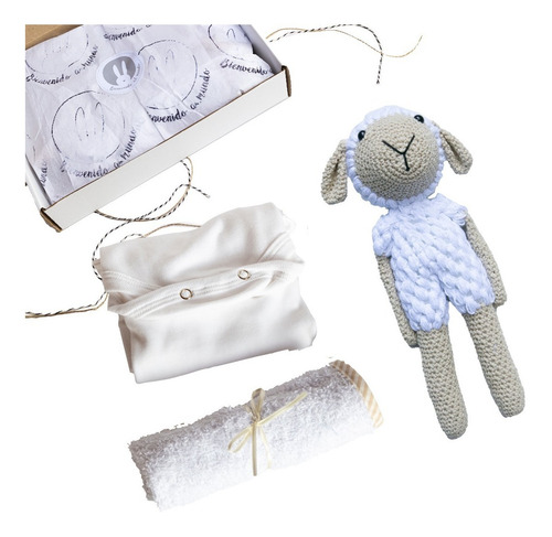 Set Ajuar Nacimiento Bebe Amigurumi Oveja + Body + Toallita