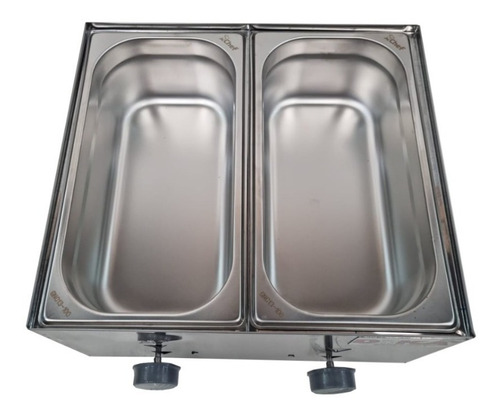 Imagem 3 de 3 de Molheira Salsicheira Inox A Gás 2 Cubas Total De 6 Litros