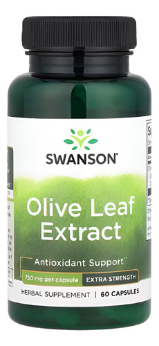 Swanson | Extracto De Hoja De Olivo, 750 Mg, 60 Cápsulas