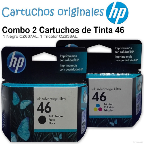 Imagen 3 de 6 de Combo 2 Cartucho Tinta Hp 46 1 Negro Cz637al 1 Color Cz638al