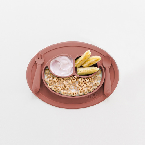 Plato De Silicona Ezpz + Tenedor + Cuchara Mini Feeding Set