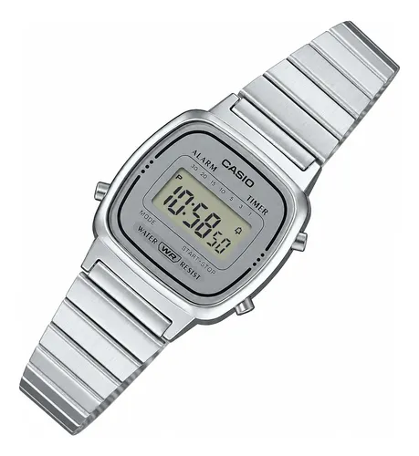 Relógio Casio Feminino Vintage Digital Mini Retrô Prata