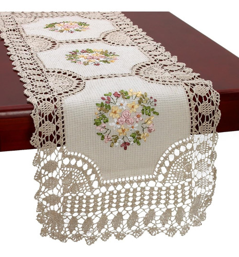 Grelucgo Hecho A Mano Crochet Cotton Lace Table Runner Dress