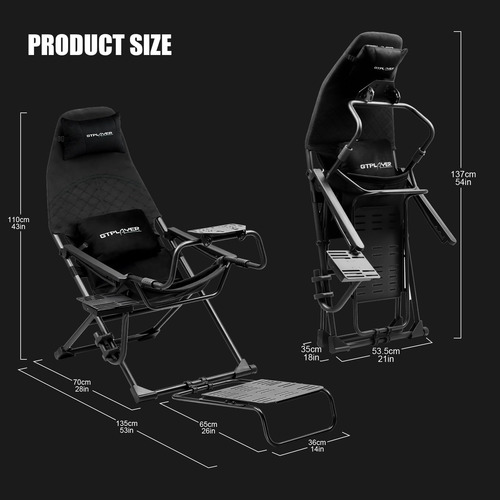 Cockpit Sim Racing Gtplayer Plegable Ajustable Negro