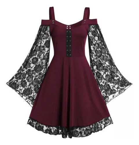 Youmu Vestido Retro Gótico For Mujer Talla Grande, Malla,