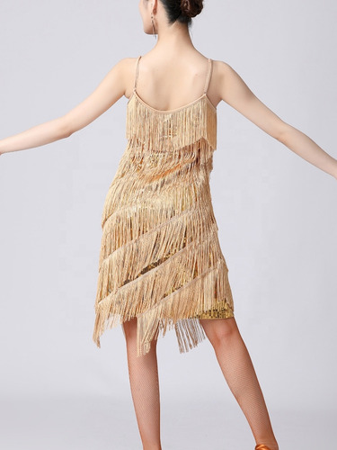 Vestido Deportivo Samba Tango Con Flecos Y Lentejuelas Para