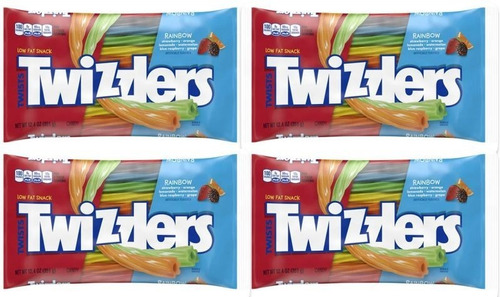 Twizzlers Rainbow Flavored, Low Fat, 12.4 Oz, 4 Pz 