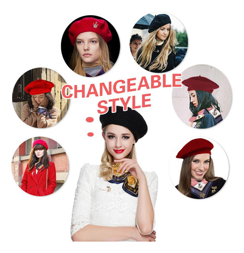 2 Piezas Elgante Boina De Lana Gorro Beret Gorra Para Dama