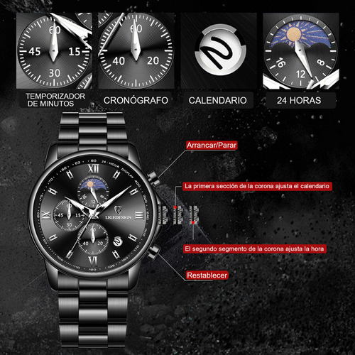 Aa Relojes For Hombre Lige Casual Acero Reloj Impermeable