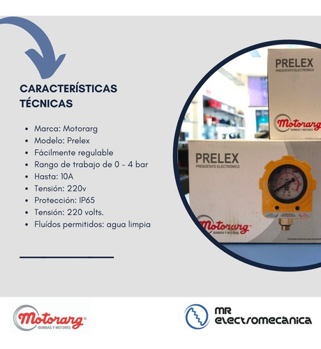Presostato Electrónico Motorarg Prelex 0-4 Bar 220 Volts