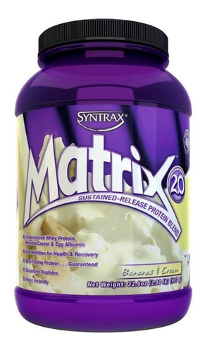 Suplemento em pó Syntrax  Matrix proteínas Matrix sabor  bananas e natas em pote de 907g