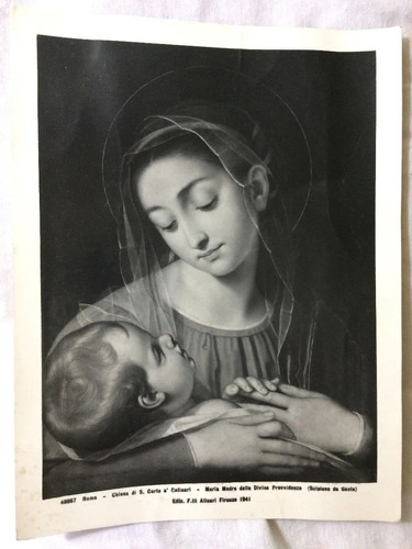 Lámina Religiosa Virgen María Y Niño Italiana Año 1941