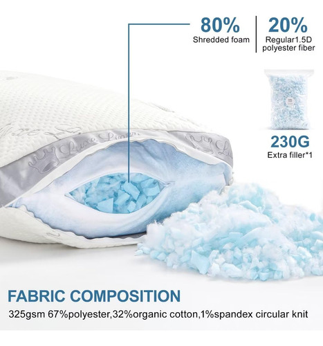 Almohadas King Espuma Viscoelástica Algodón Orgánico Mmg