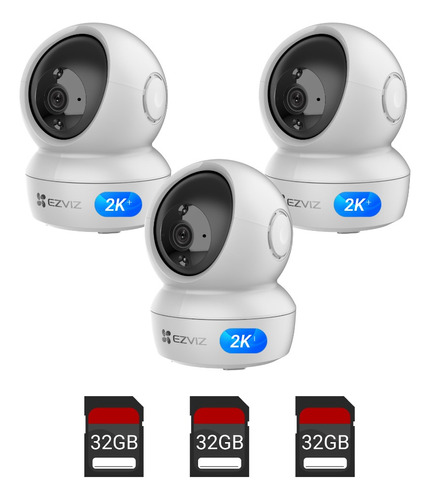 Combo X3 Cámara Seguridad Wifi Ezviz H6c 4mp + Memoria 32gb