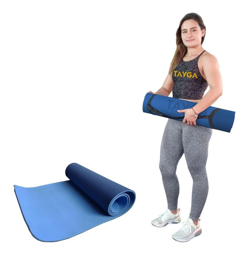 Tapete Ejercicio Yoga Mat 8 Mm Portatil Tayga 183 Cm X 60 Cm Color Azul