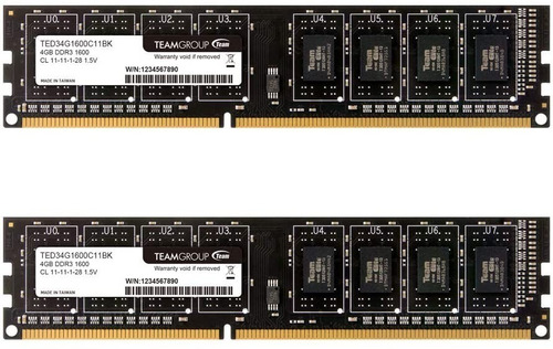 Memoria Ram Ddr3 8gb (2x4gb) 1600mhz Team Group