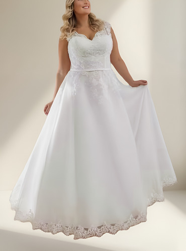 Vestido De Noiva Festas Luxo Plus Size Marize Com Renda