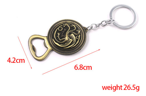 Llavero Inspirado En Game Of Thrones Destapador Casas Metal House Of Stark Lobo Bronce