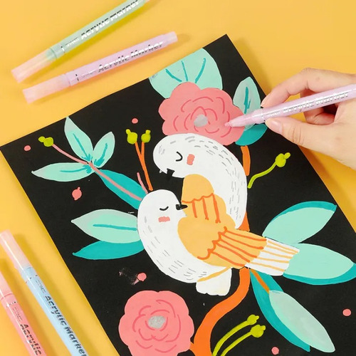 12pz Plumones Acrílicos Ideales Para Dibujo Colores Mixtos