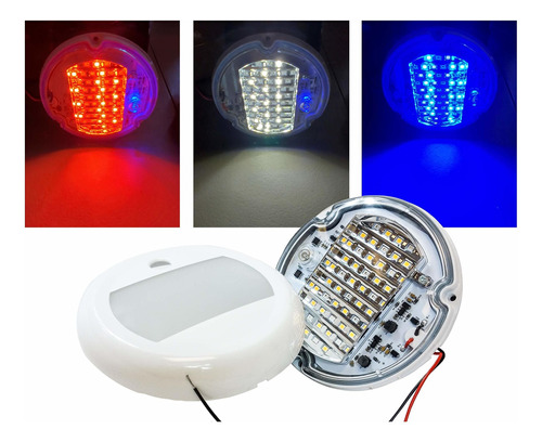 Oz-usa 5 Redondo Rojo Blanco Azul Led Color Cambiante Rv