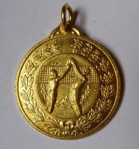 Antigua Medalla De Voley Dorada Sin Grabar 30 Mm