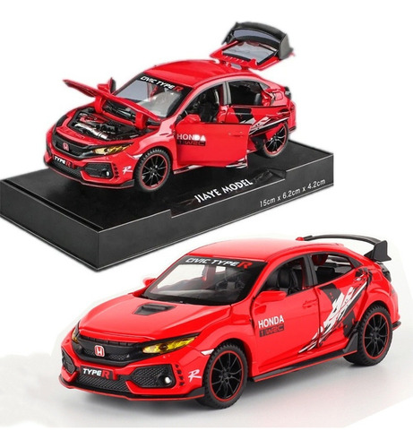 Honda Civic Type-r Miniatura Metal Autos Con Luces Y Sonido