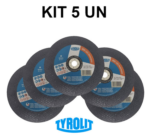 Kit 5 Disco Corte Inox 9 Basic 230 X 1,9 X 22,23 Tyrolit