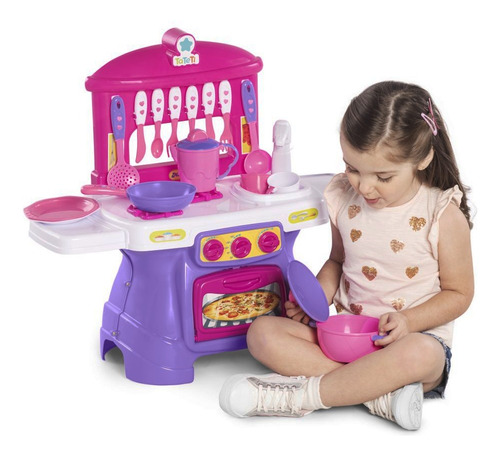 Acessórios de cozinha infantil Mini Chef Kitchen com água rosa
