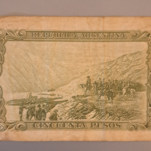 Cédula Antiga 50 Pesos (50 Arm) Argentina 1966 (Usado)