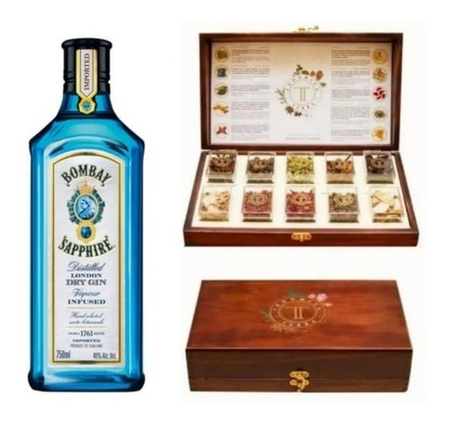 Estuche Indomita Terra Mixologia Botánica+gin Sapphire 750m