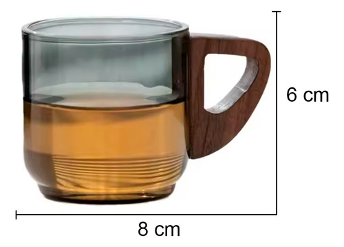 Tazas Cafe Expreso Cristal Mango Madera 100 Ml Set 2 Piezas
