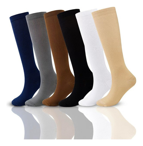 6 Pares De Calcetines De Presión For Mujeres Y Hombres, 20-