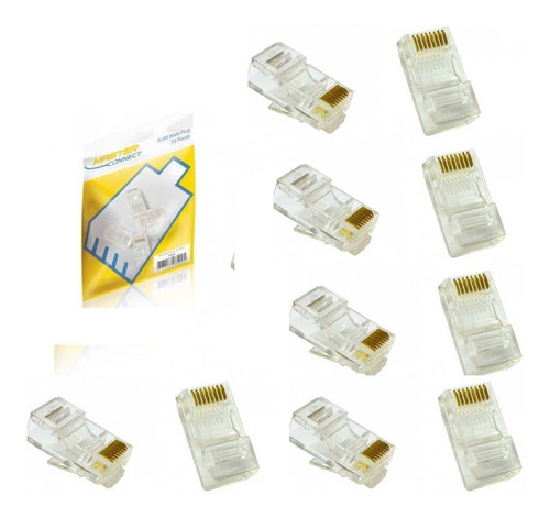 Conector Rj45 Cat5e Macho Com 10 Peças Master Conn