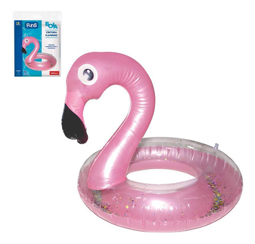 Boia Circular Inflavel Flamingo Com Glitter Funs 58cm