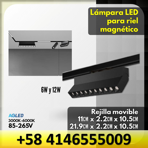 Lamp Led P Riel Magnetico 6w Ng 3k 85-265v Rejilla Movible